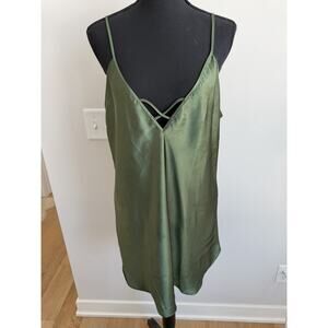 Vtg Romantic Moods Slip Gown Sleepwear Lingerie Green Sz Large Polyester Dress